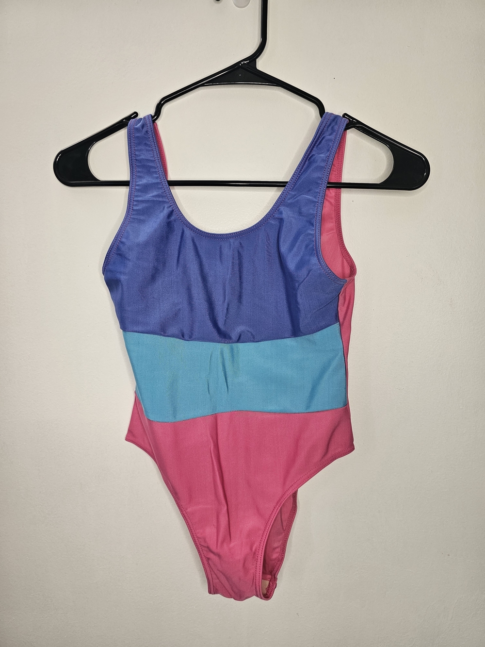Circo Colorblock One Piece Swimsuit L Pink Purple Blue Mesh Back
